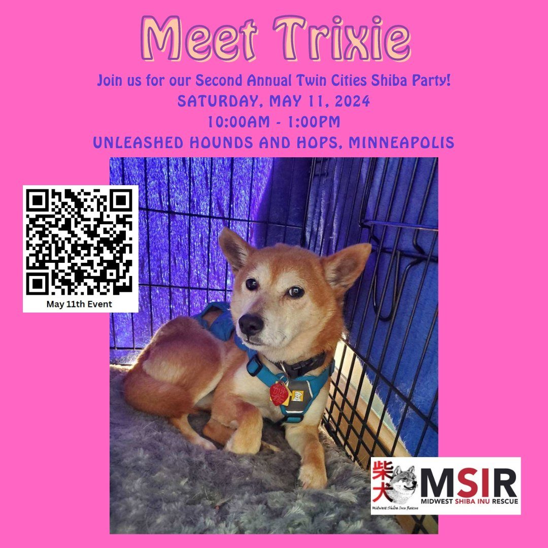 Minneapolis area friends...you have a chance to meet our adoptable little explorer...TRIXIE!!!! 💕💕💕 Trixie, who recently took a self-guided tour of her neighborhood, will be at our event on May 11th. Come and give her a high paw for being such an 