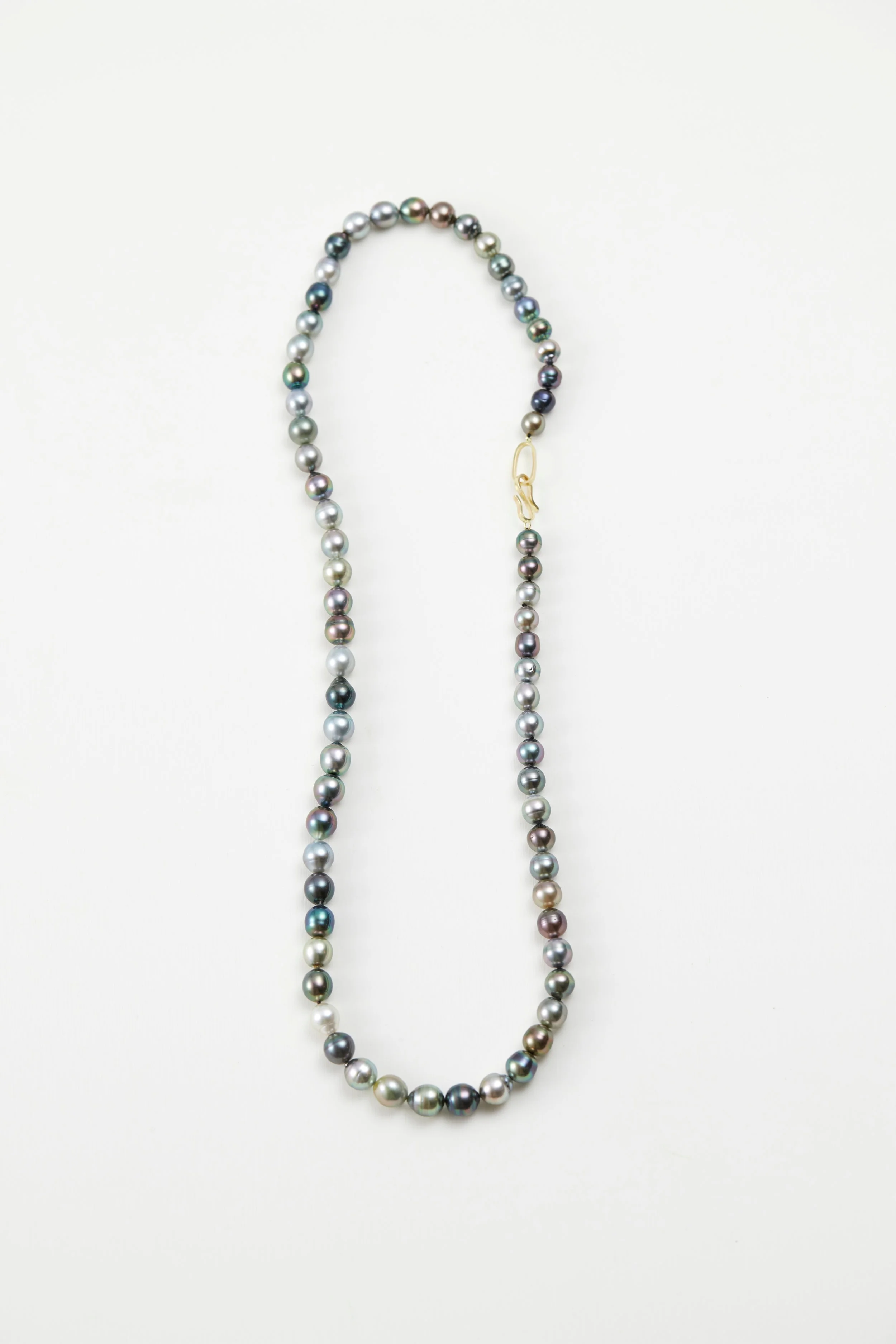 Multi coloured Tahitian pearl necklace long