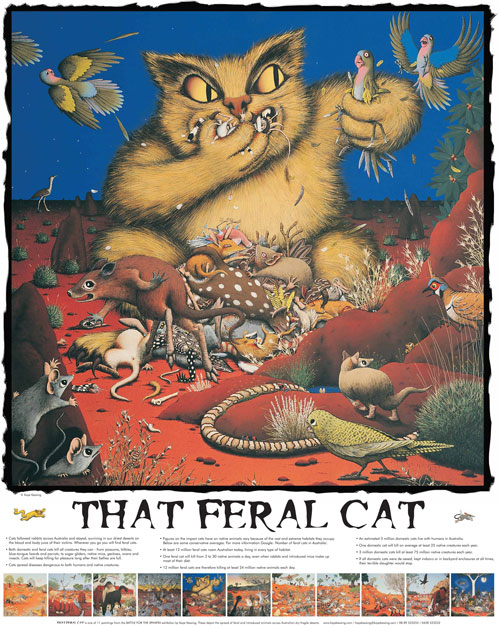 Kaye Kessing's brilliant portrayal of the ongoing battle between invasive species and outback Australia's native wildlife is the stuff of legend. Kaye was kind enough to grant permission for use of this image. If you'd like to see more, head over to Kaye's website - http://www.kayekessing.com/posters - and buy her posters; they're perfect for the class room wall, the nursery wall, and a great addition to any office space. Also keep an eye on this blog for details on the Bilby's Ring Trilogy of novels which I'm told also features the Night Parrot.) 