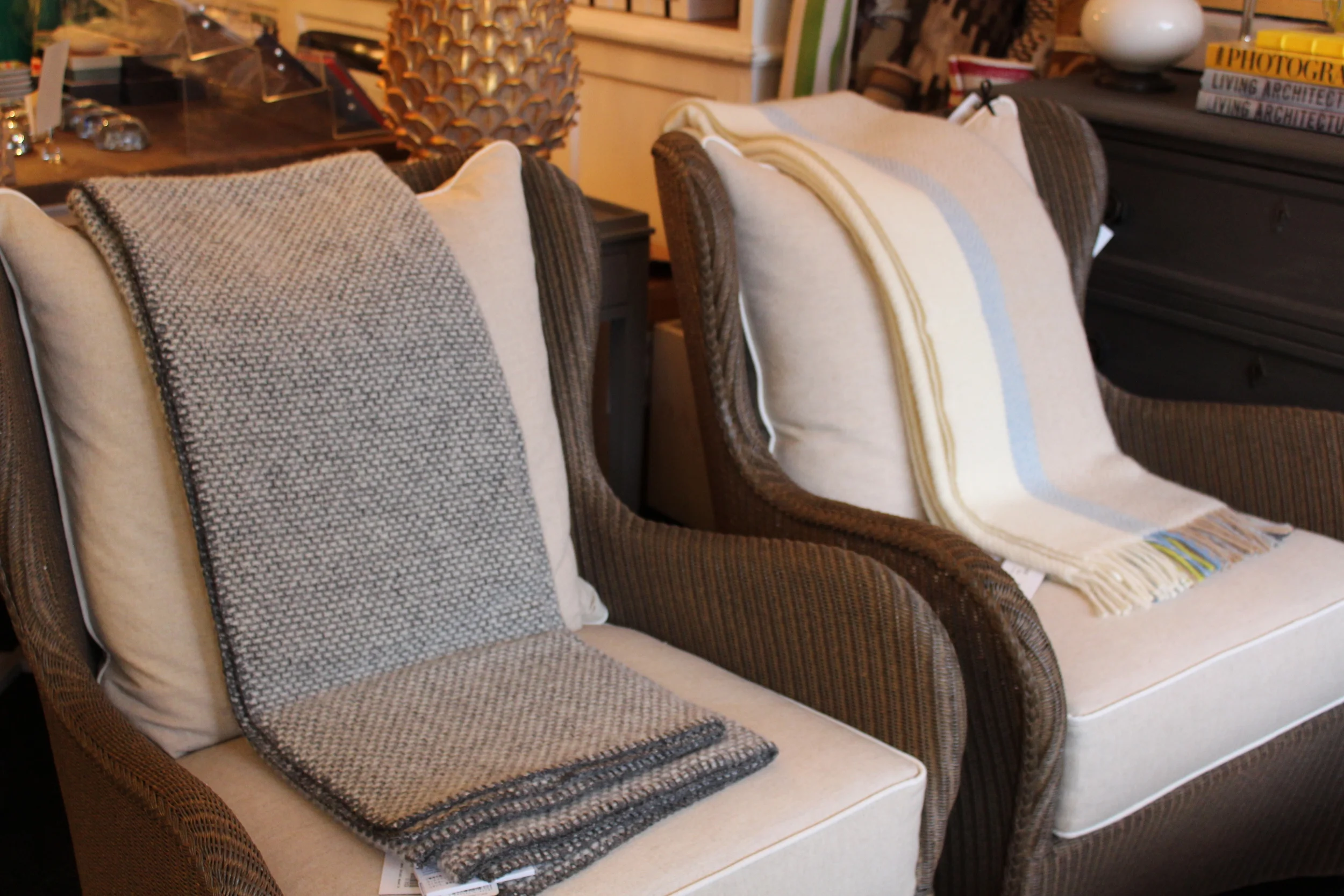 GREY AND NATURAL STRIPE THROW BLANKETS