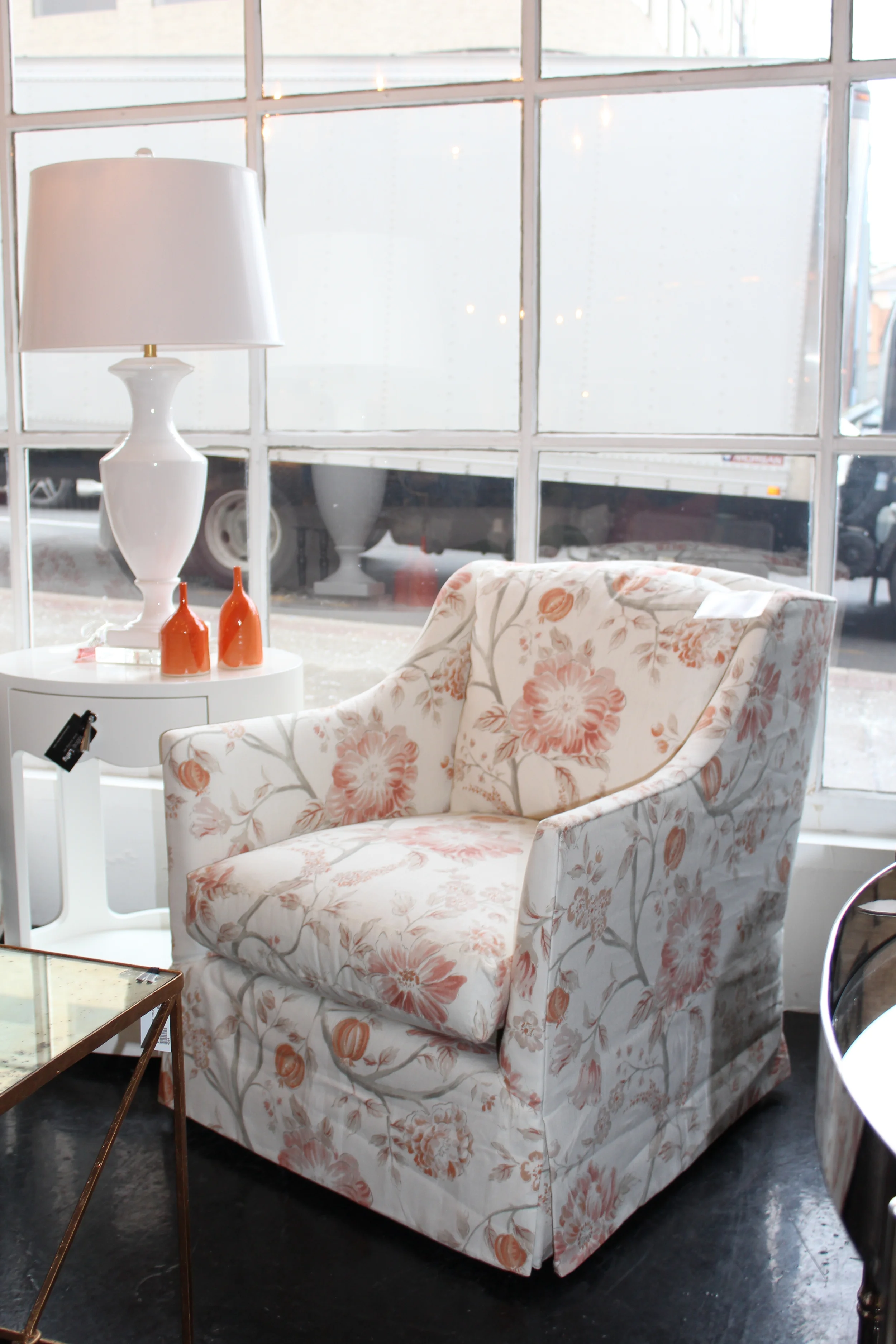 SWIVEL CHAIR IN BUCKINGHAM BLOSSOM (two available)