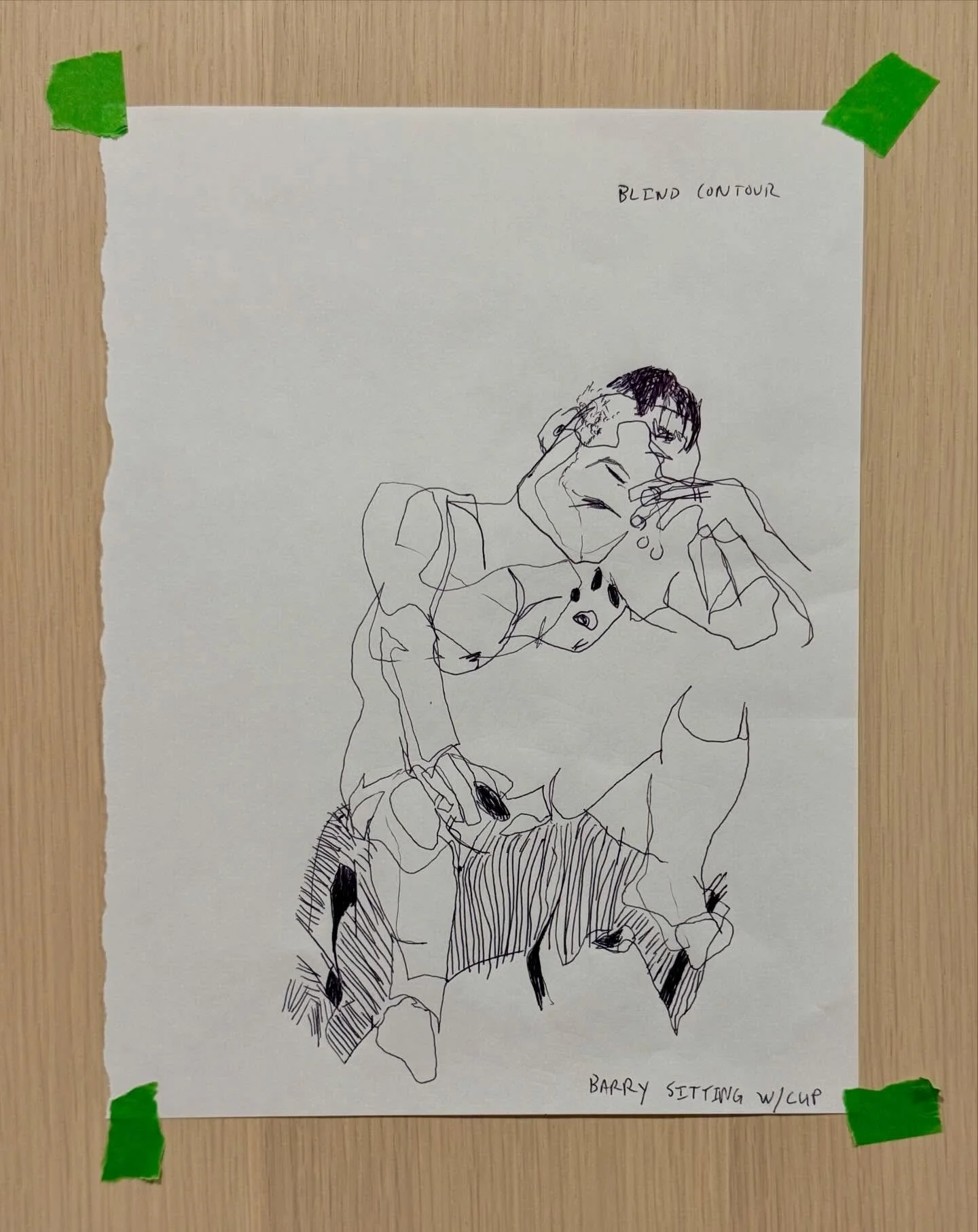 @drawingcenter fun night of figure drawing w/ @lilydes. Thank you Barry for modeling @baremodelbear  Blind contour drawings, black ink