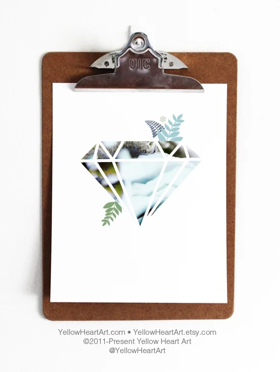 Something Blue Floral Diamond Print