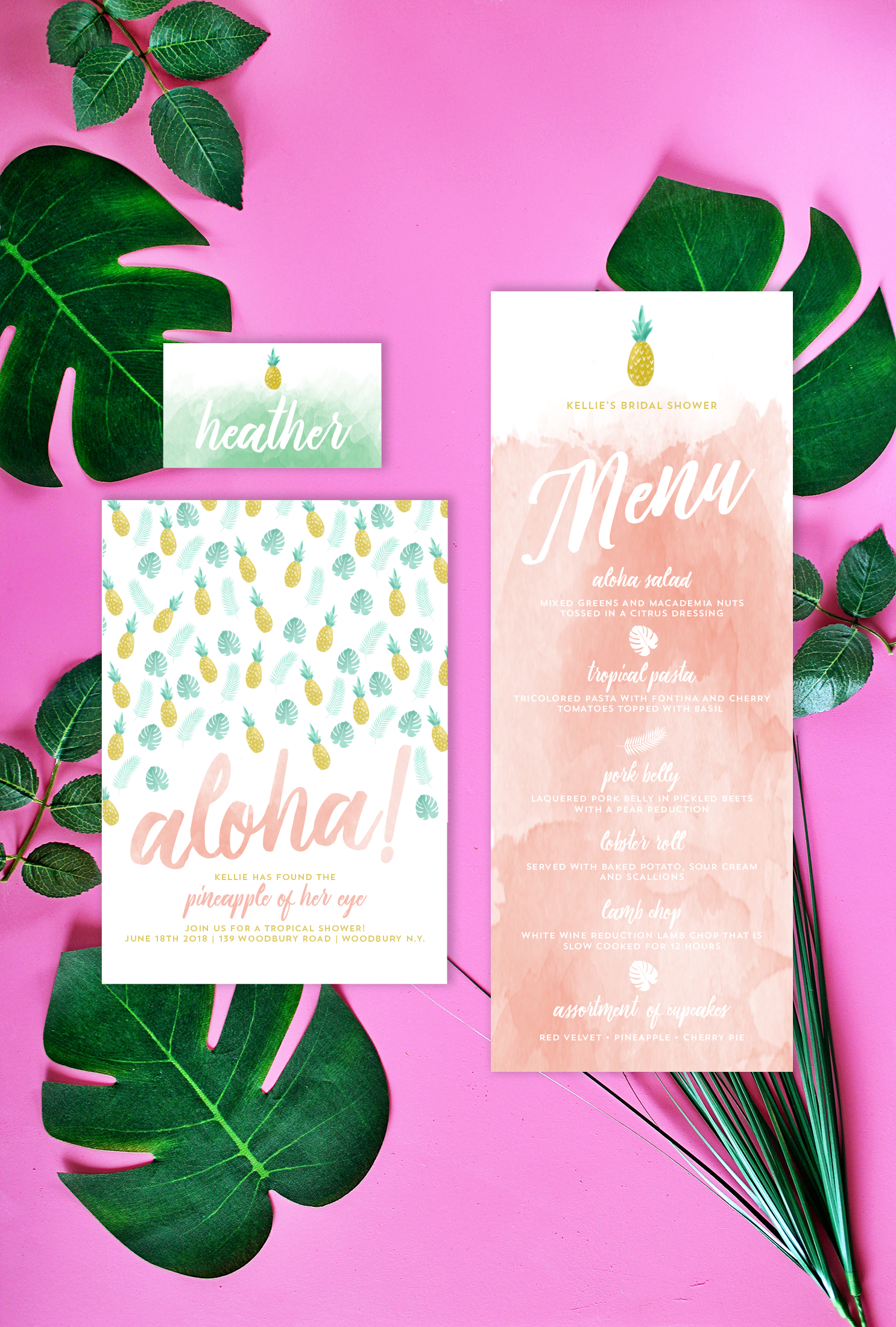 Aloha Bridal Shower Suite YellowHeartArt.com @YellowHeartArt