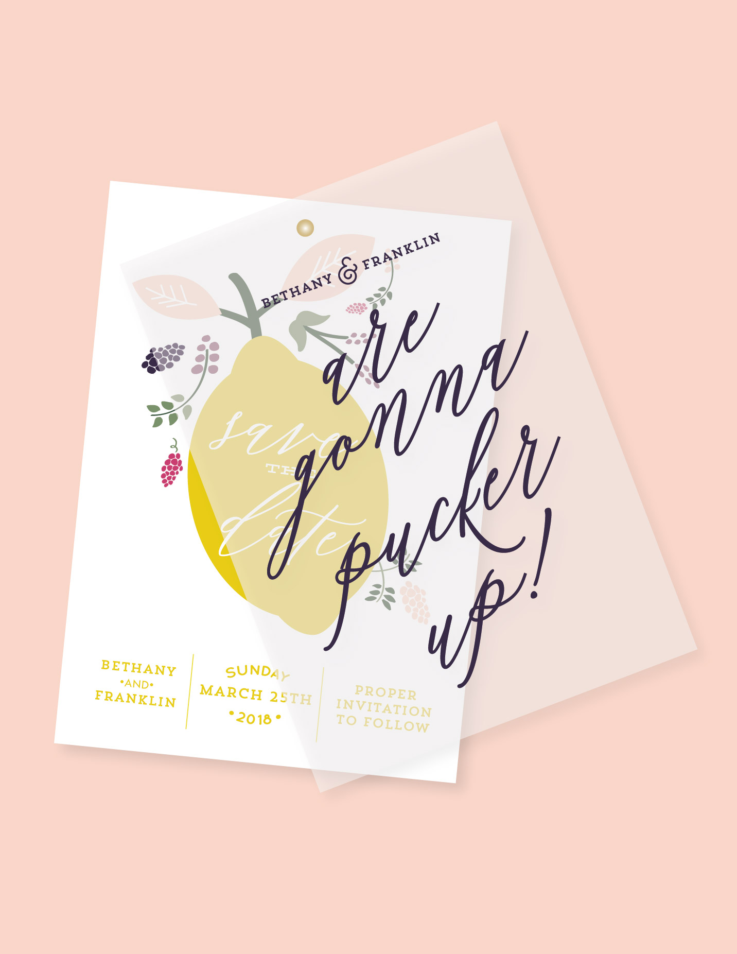 save the date lemon citrus by yellow heart art