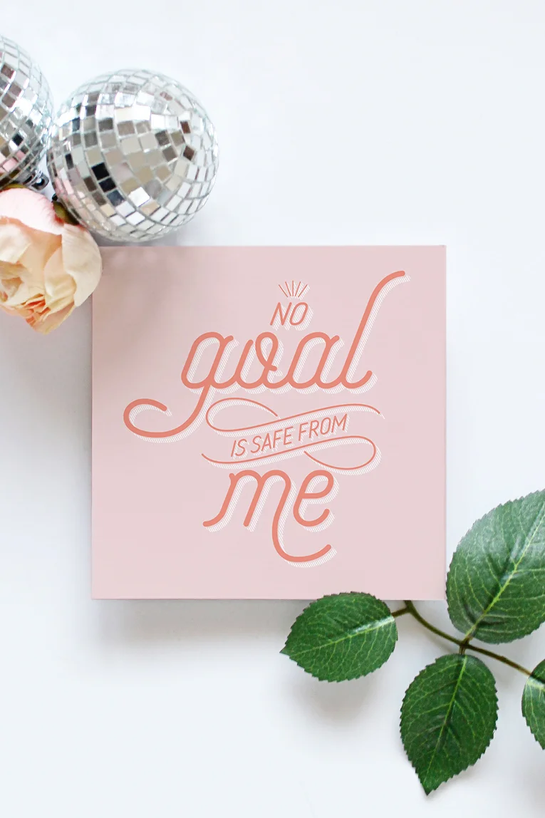 Motivational Art Print no goal is safe from me in Blush Leonora Jennifer Yellow Heart Art V2.jpg