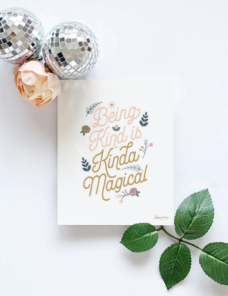Yellow Heart Art Being Kind is Kinda Magical Motivational Print v2.jpg