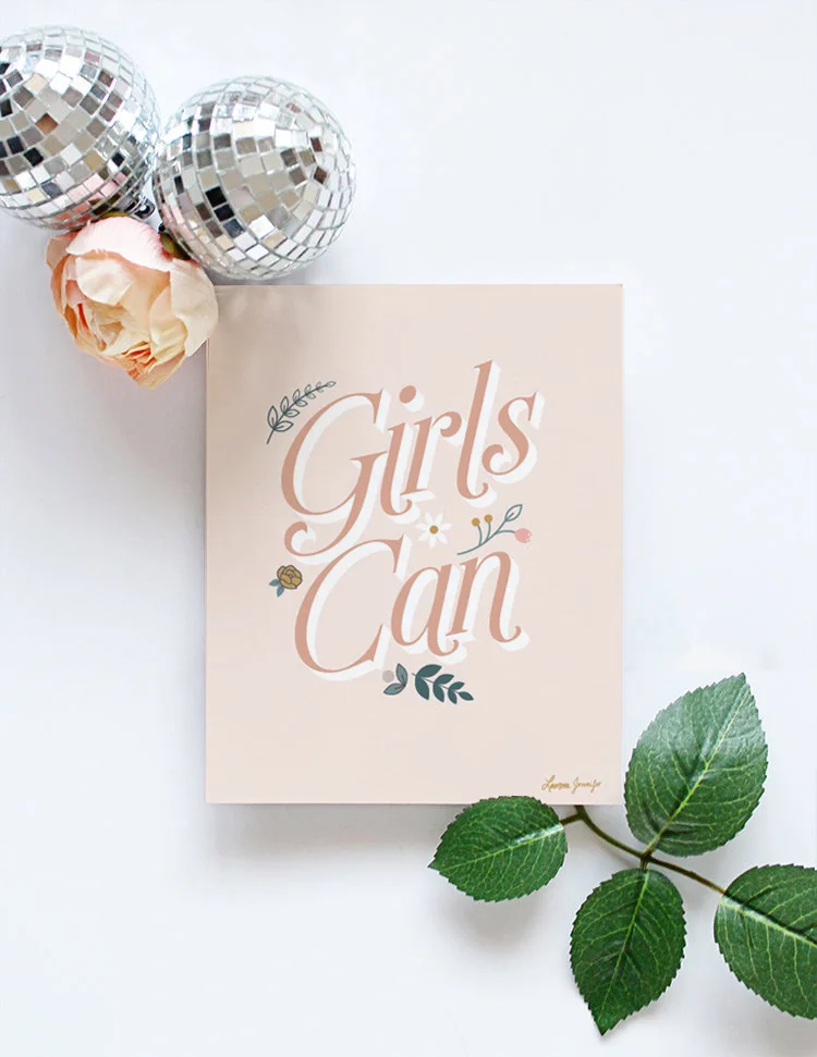 Yellow Heart Art Girls Can Do Anything Motivational Print V2.jpg