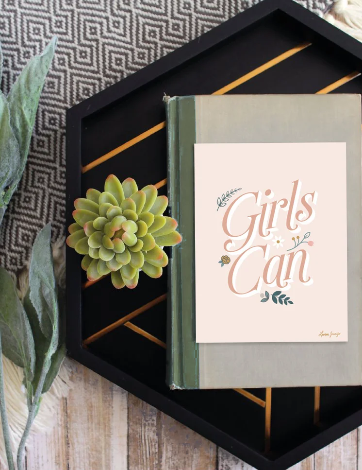 Yellow Heart Art Girls Can Do Anything Motivational Print.jpg