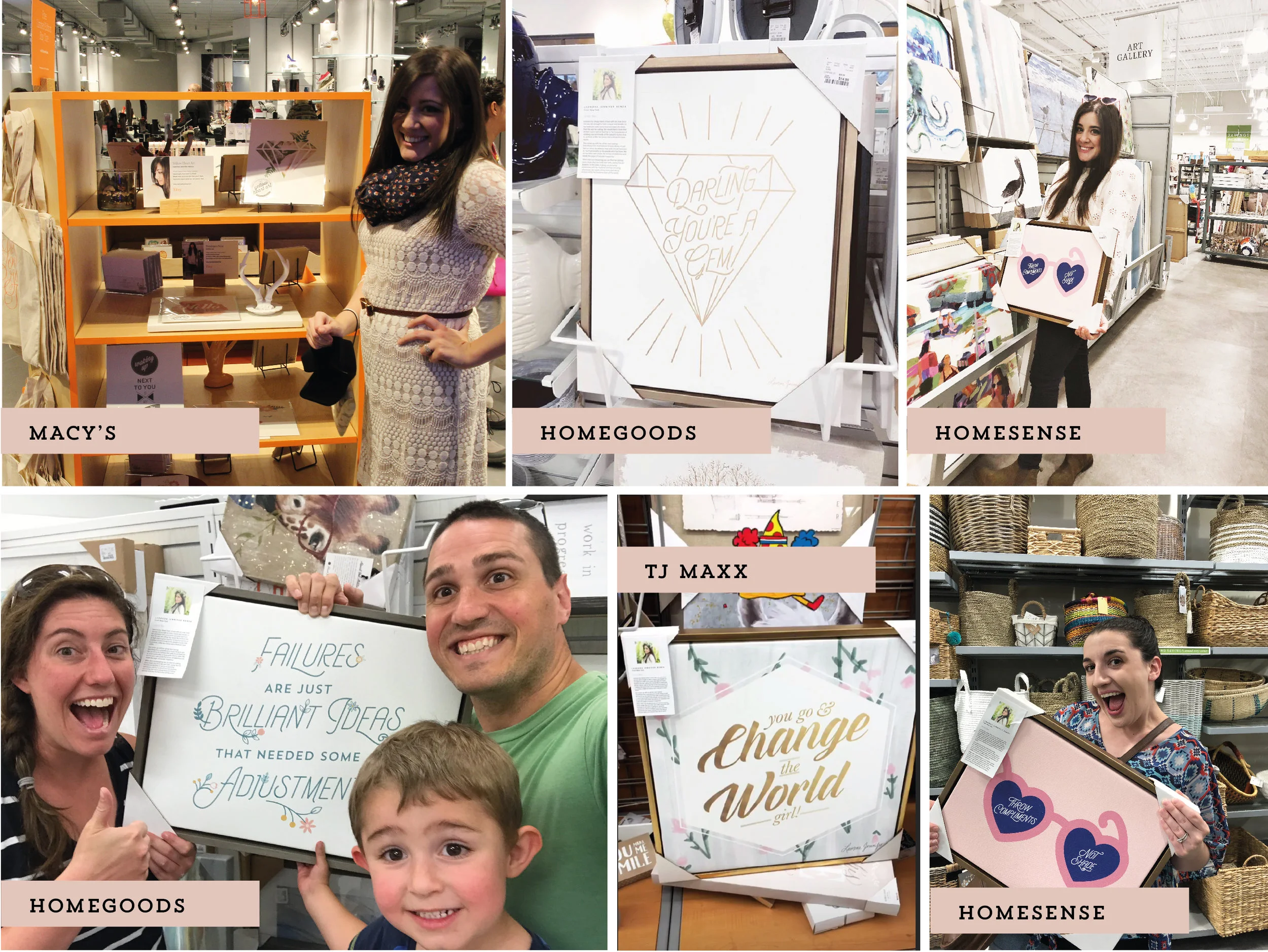 A peek at some of Yellow Heart Art’s canvas prints and art in retail shops nationwide.