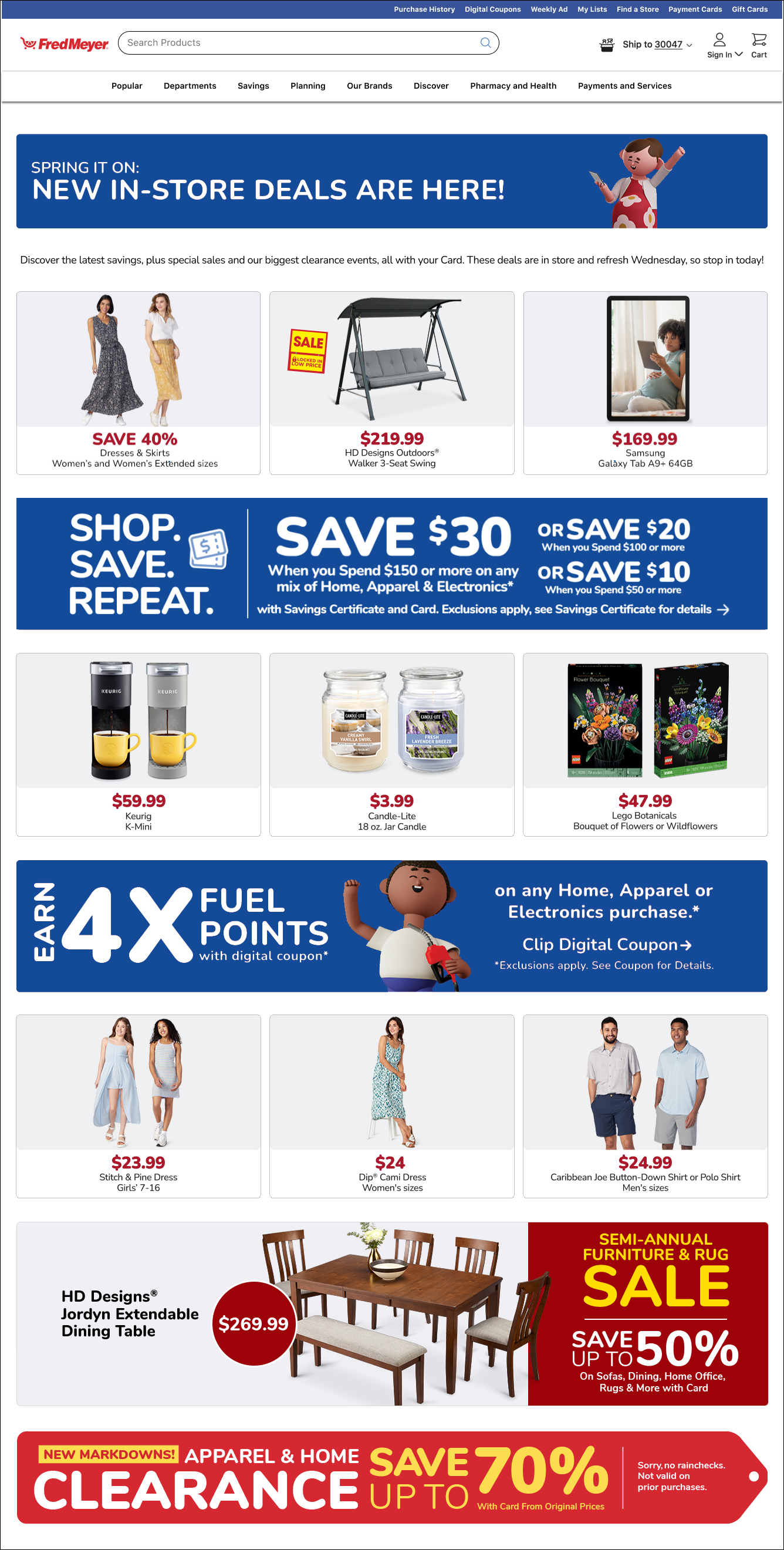 Fred Meyer General Merchandise Landing Page