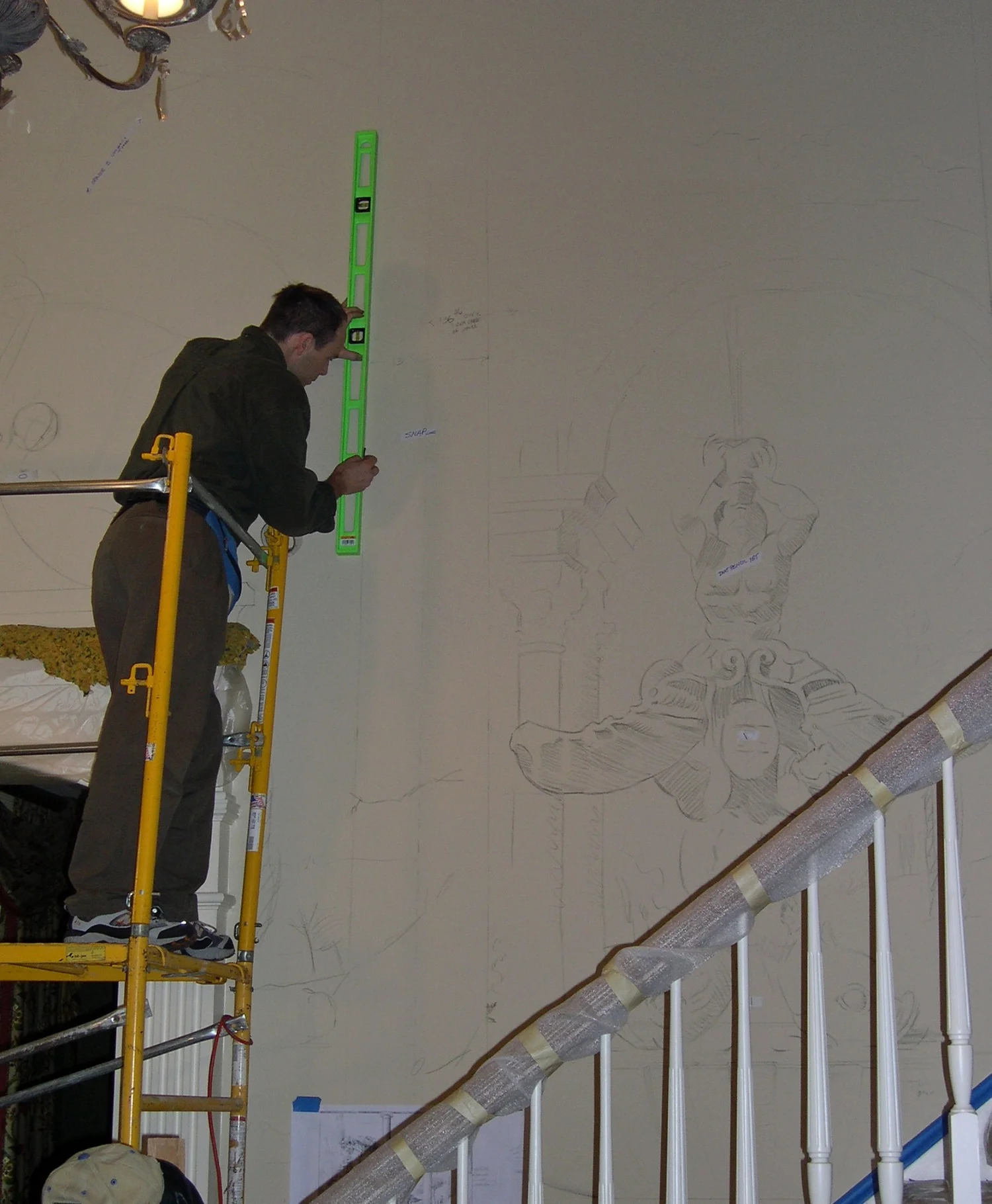 Laying out columns flanking the Triton.