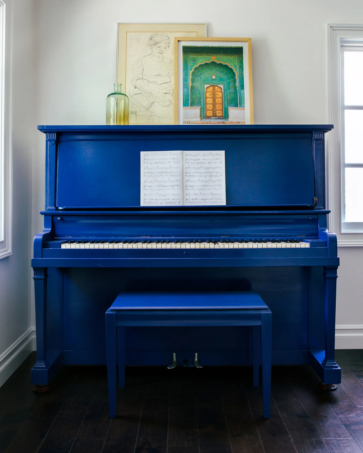 TICKLING THE IVORIES Everything is better in blue.