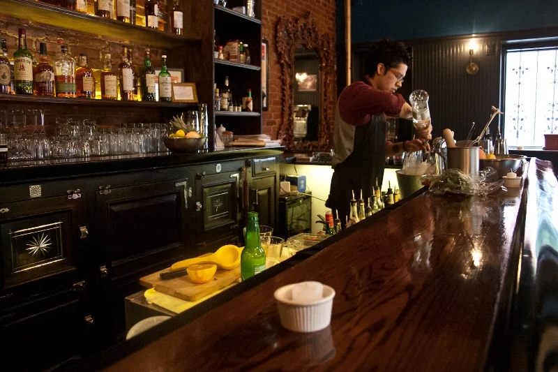 Beverage Director, Oscar Takahashi Olivares prepares The Rosemor cocktail