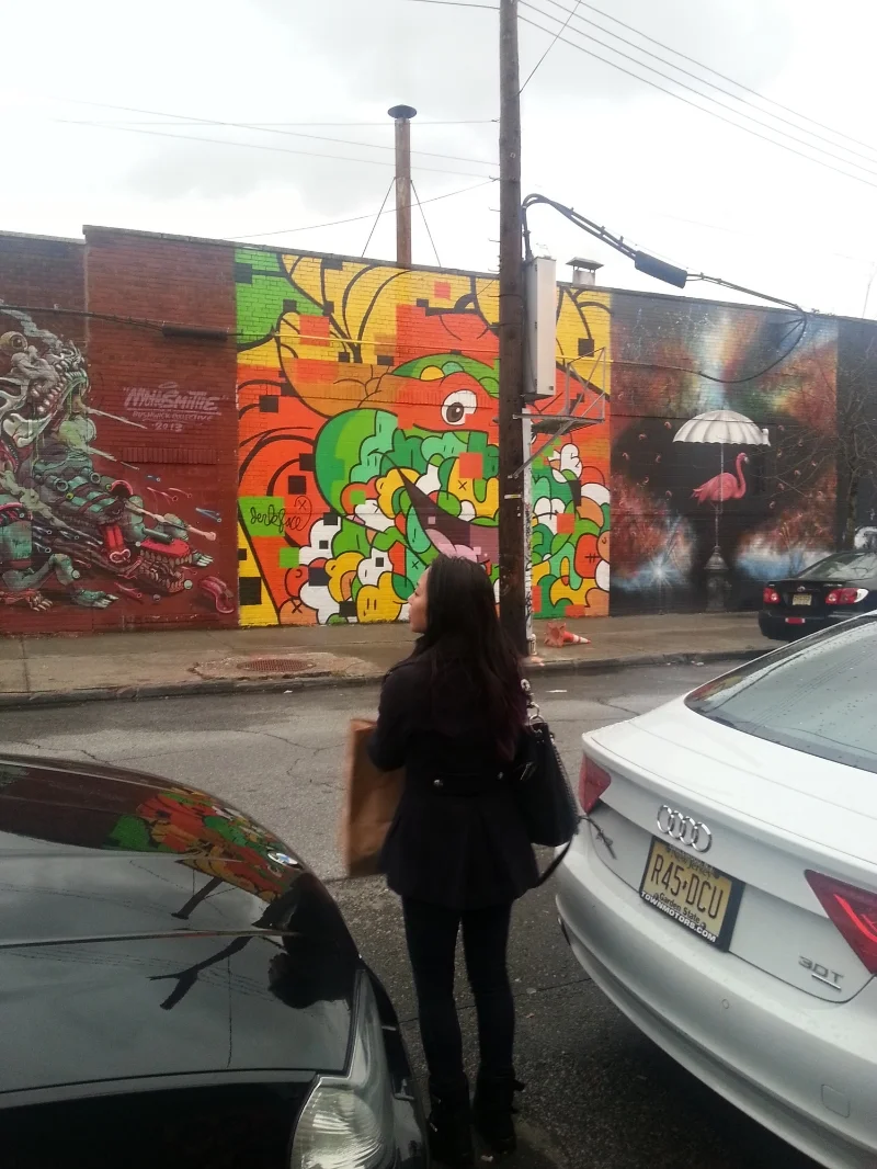 Taking in a block full of street art in Bushwick