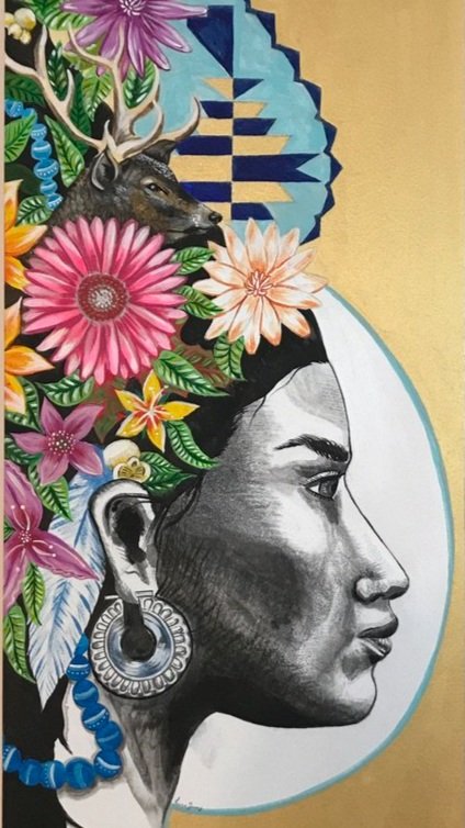 ACRYLIC AND CHARCOAL ON MASONITE