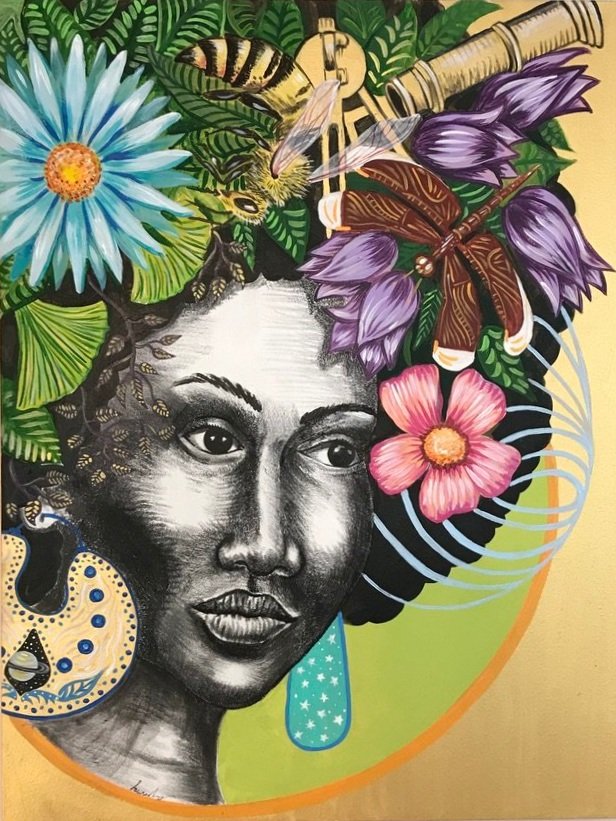 ACRYLIC AND CHARCOAL ON MASONITE