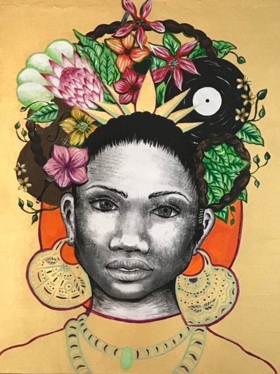ACRYLIC AND CHARCOAL ON MASONITE