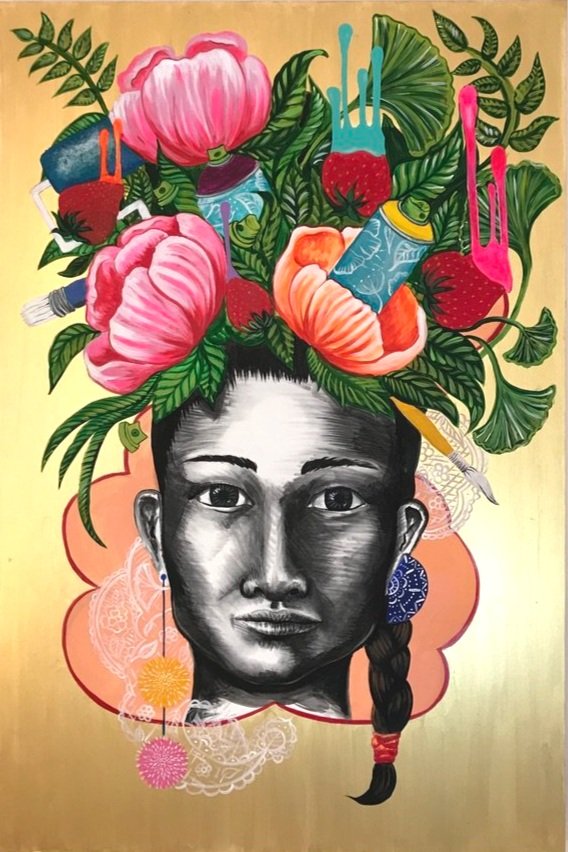 ACRYLIC AND CHARCOAL ON MASONITE