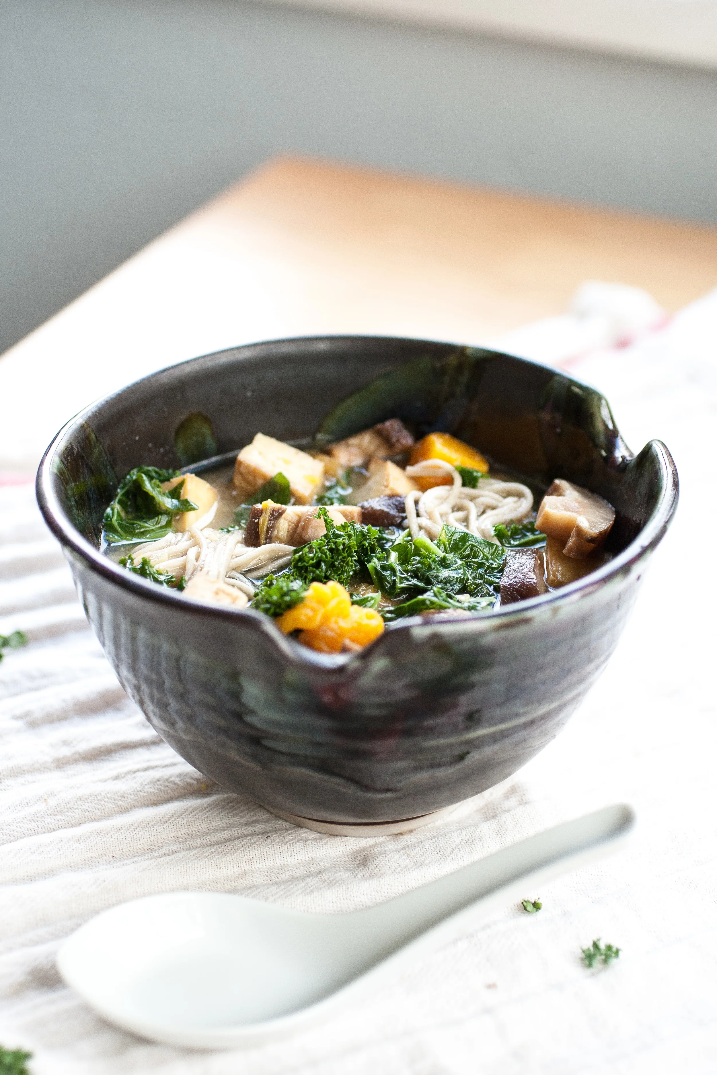 Produce On Parade - Miso Soba Noodle Soup with Shiitake, Tofu, & Butternut Squash