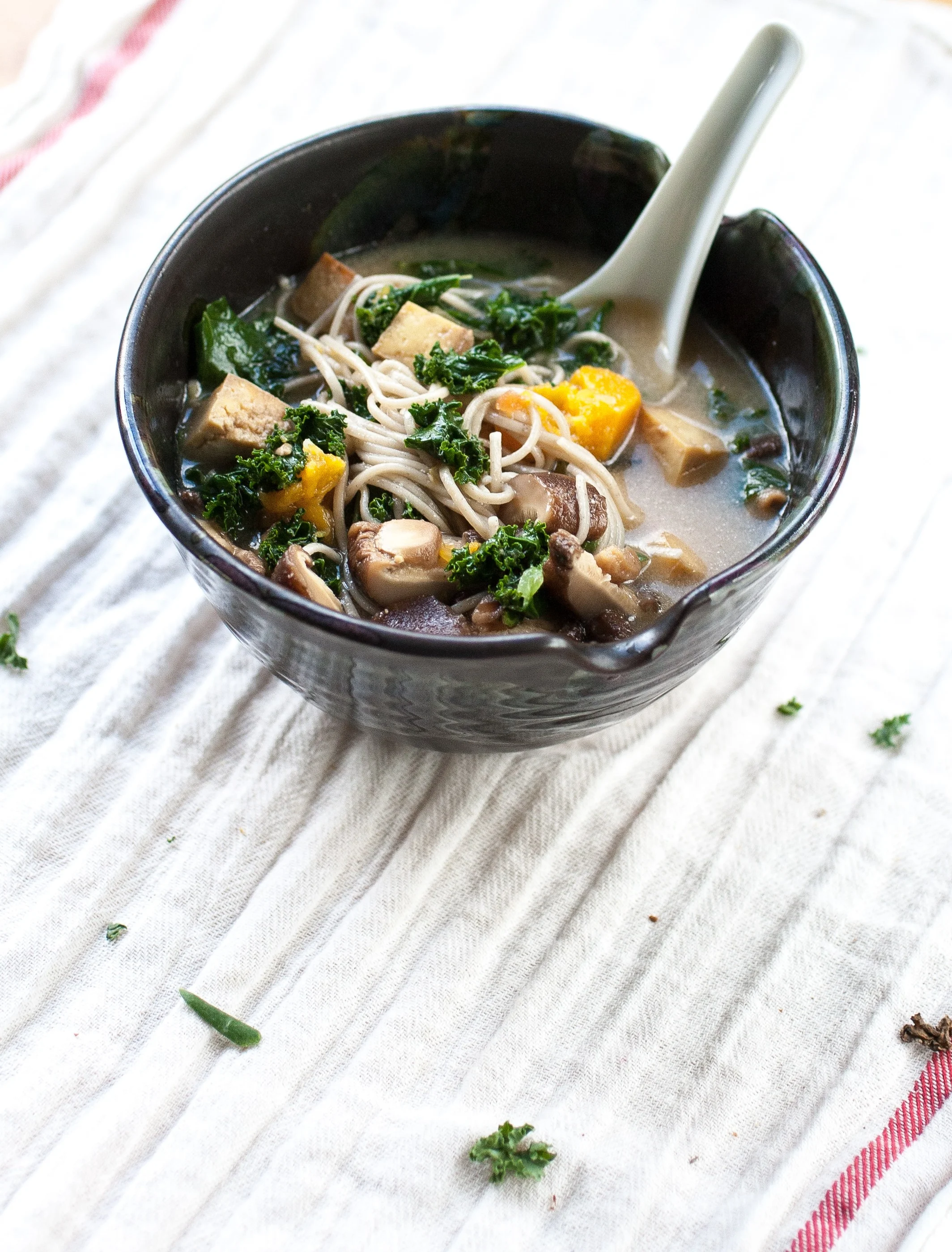 Produce On Parade - Miso Soba Noodle Soup with Shiitake, Tofu, & Butternut Squash