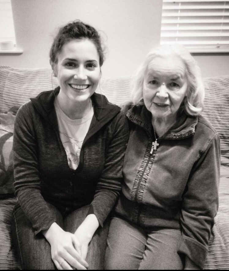 Grandma D and I visiting after a dinner a couple years ago.