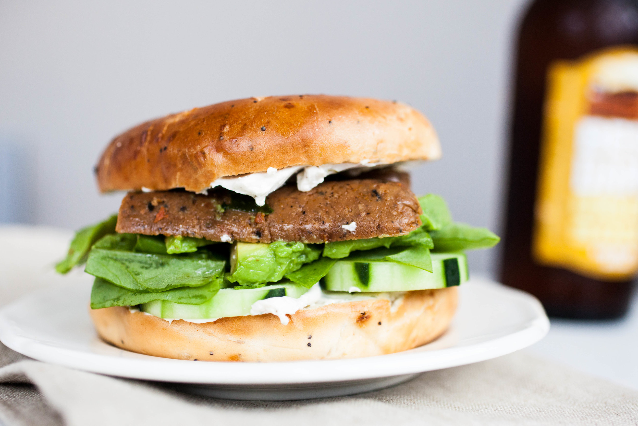 Avocado & Sausage Bagel Sandwich — Produce On Parade