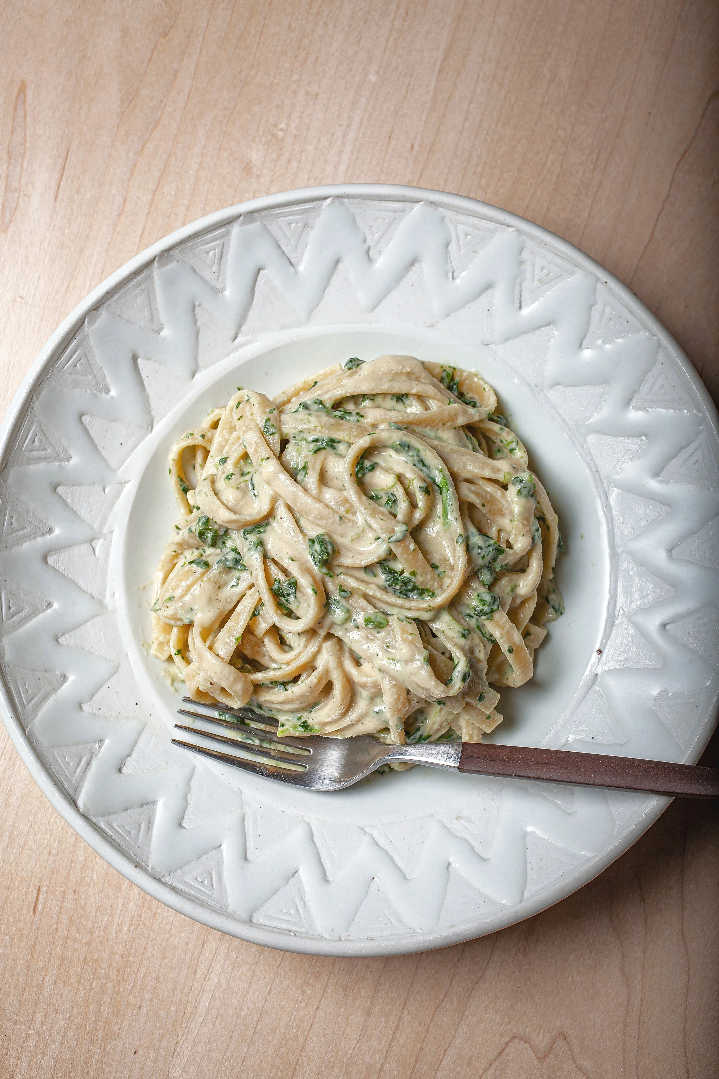 Produce On Parade It is to die for! vegan spinach fettuccine alfredo