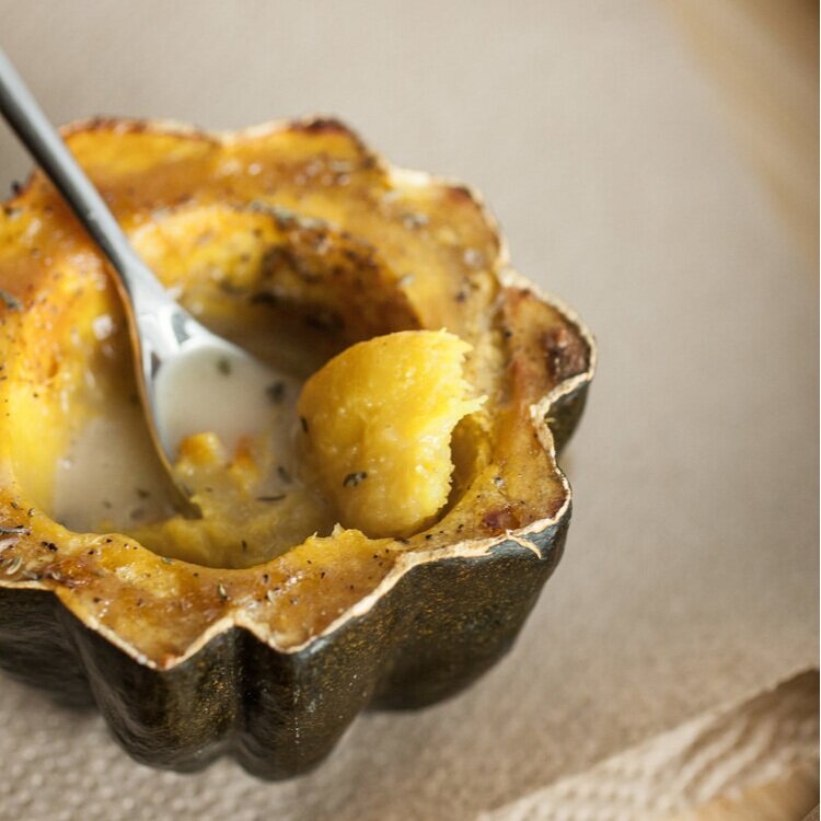 Eggnog Roasted Acorn Squash