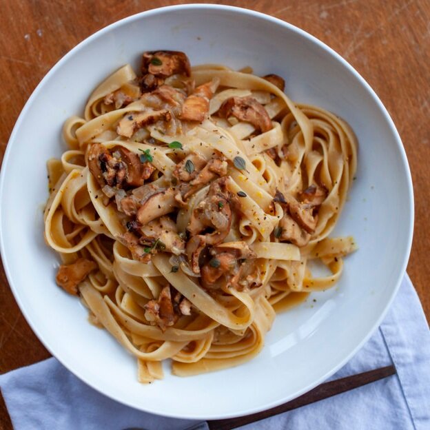 Wild Mushroom, Cream and White Wine Fettuccine