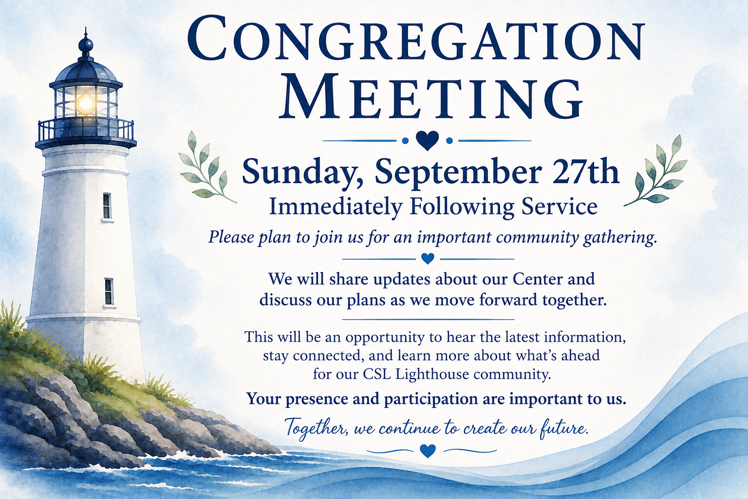 Community Meeting, Sunday September 27