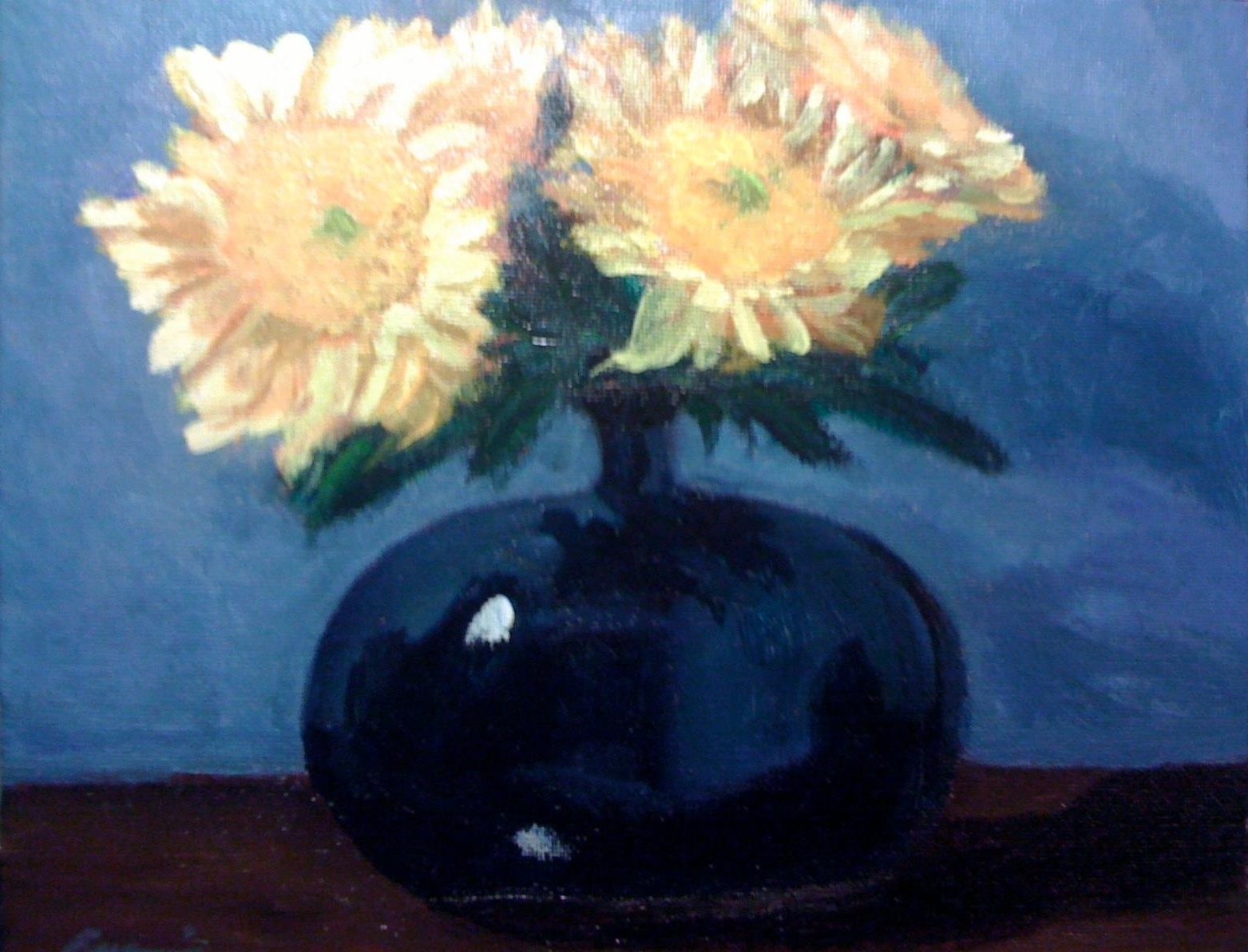    Yellow Sunflowers    9 in x 12 in  acrylic on canvas  (Private Collection)    