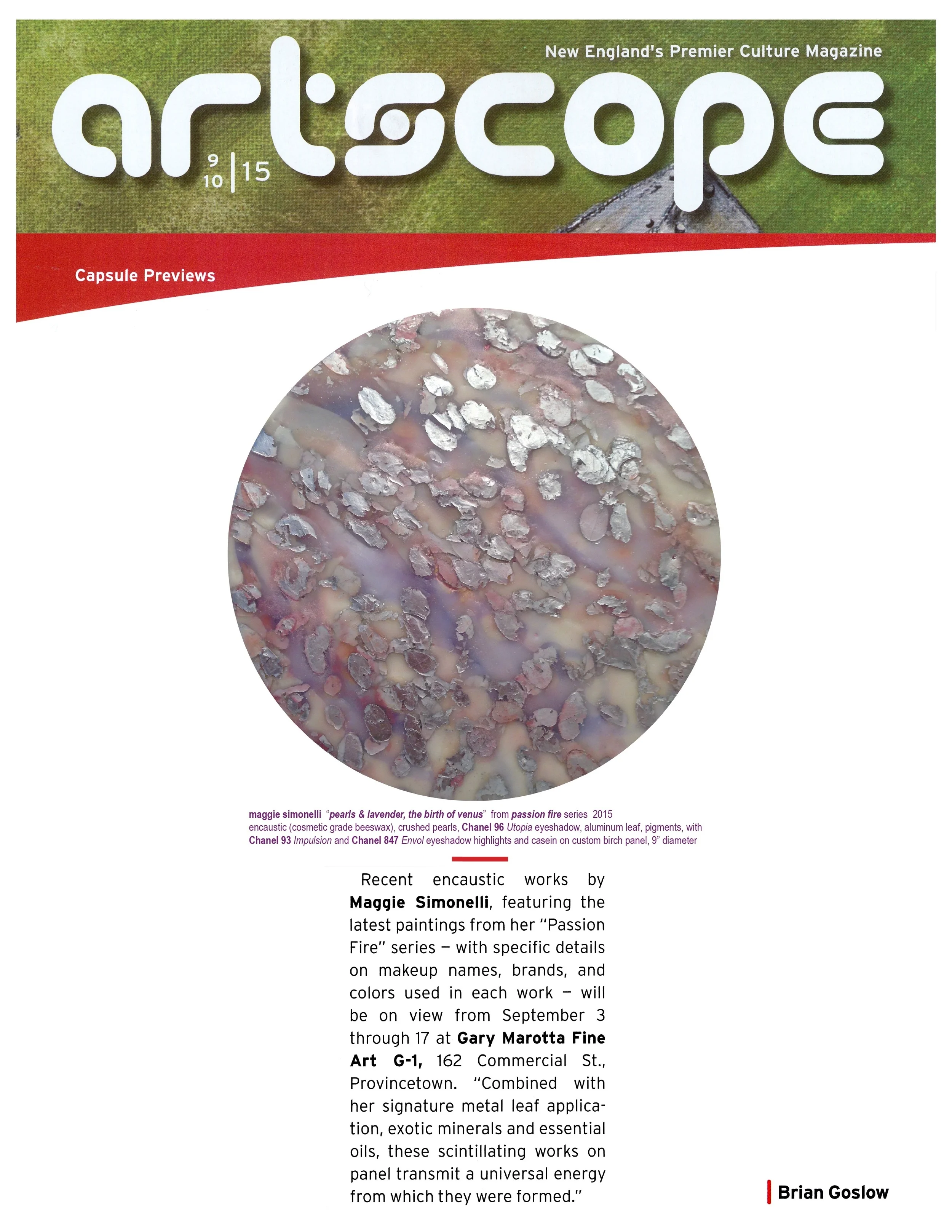 artscope sept oct 2015 Pearls & Lavender by Maggie Simonelli