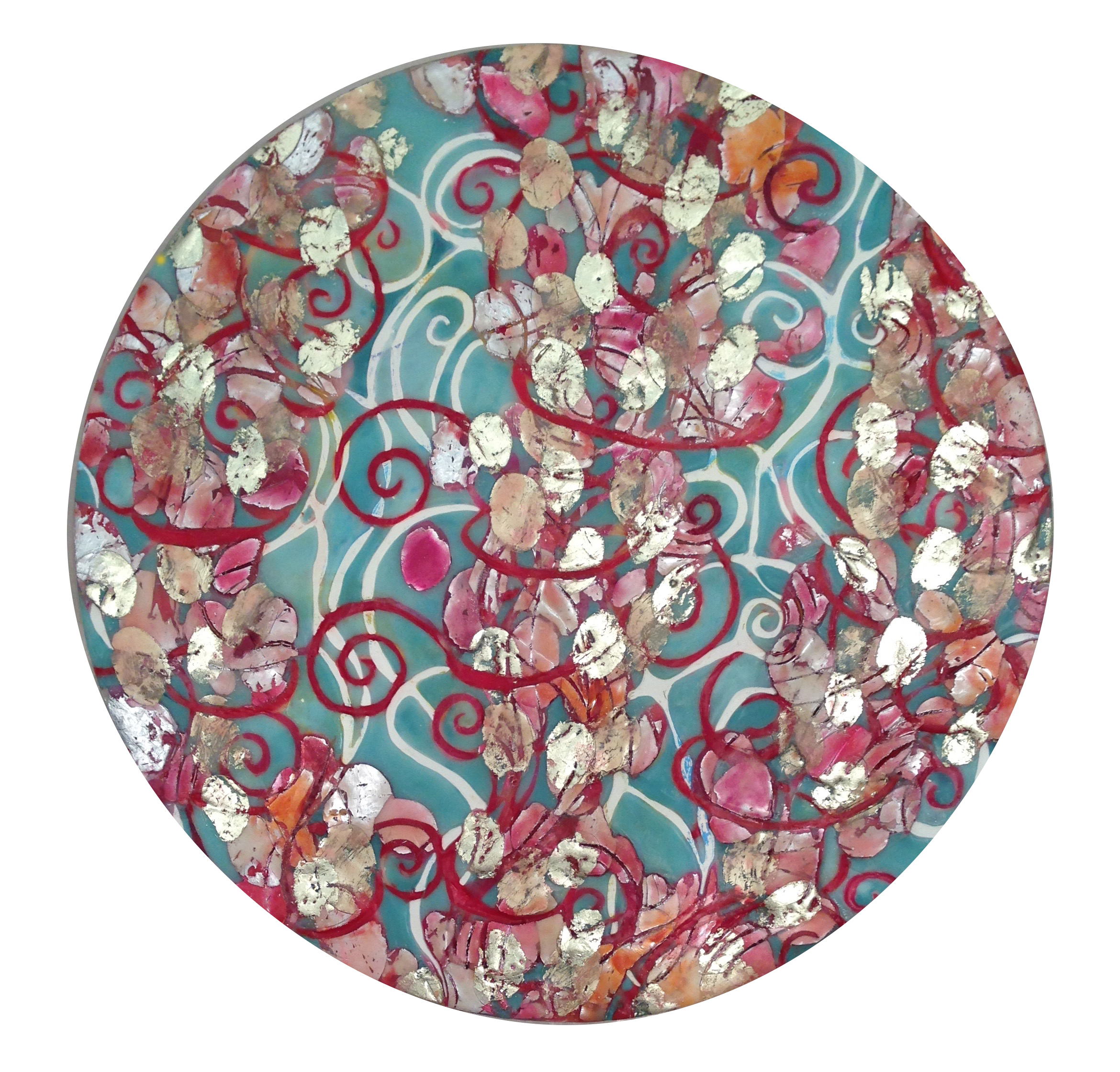 Rose Petal Kisses &amp; Butterflies,&nbsp;&nbsp;Passion Fire series by Maggie Simonelli &nbsp; 2015Encaustic, 16 kt pale gold leaf, cosmetics,&nbsp;&nbsp;Lipstick kiss:&nbsp;CHANEL Rouge Coco 31 Cambon Lipstick, sandalwood oil, &nbsp;pigments, and a…