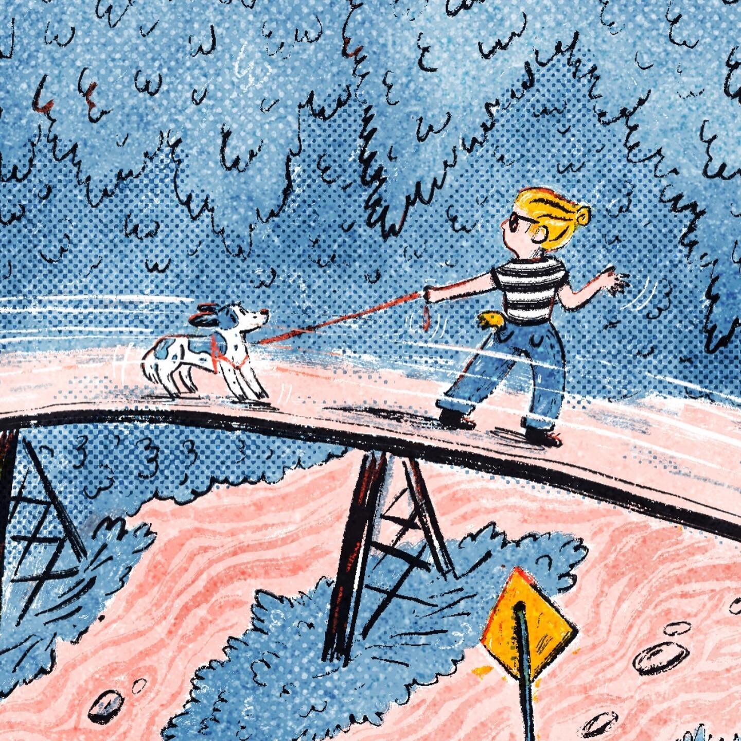 Took a different route this morning and found out that my dog really does not like going over the bridge 😬
🦴🦴
#kidlit #kidlitart #kidlitillustration #womenofillustration #womenwhodraw #childrenillustration #childrensbookillustration #childrensillu