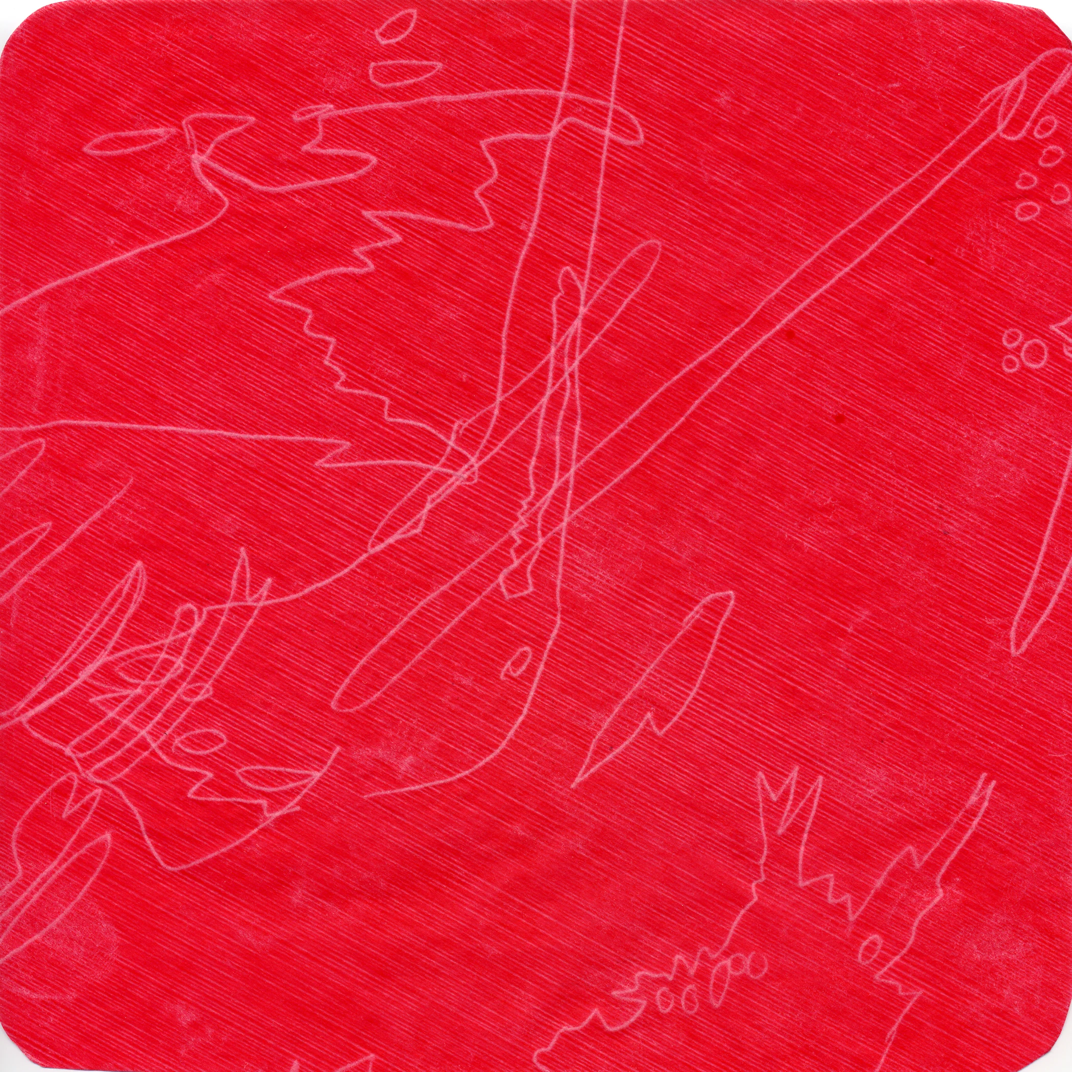 untitled. (crash in pink 02). 2004. transfer paper. 7 x 7 inches