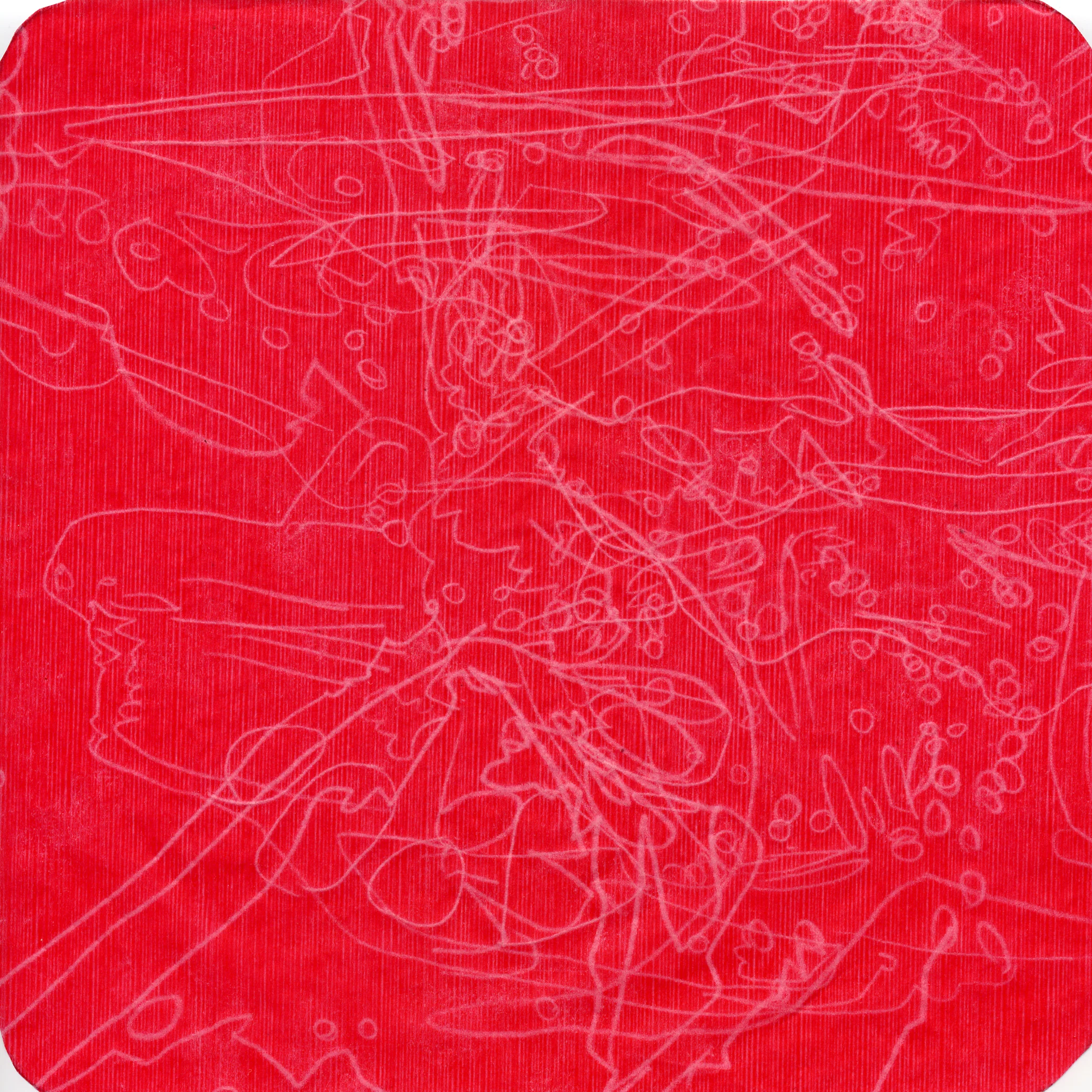 untitled. (crash in pink 04). 2004. transfer paper. 7 x 7 inches