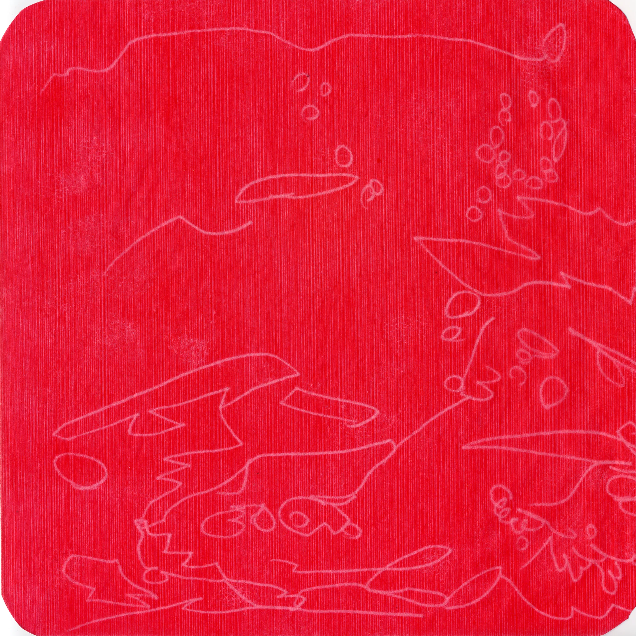 untitled. (crash in pink 06). 2004. transfer paper. 7 x 7 inches