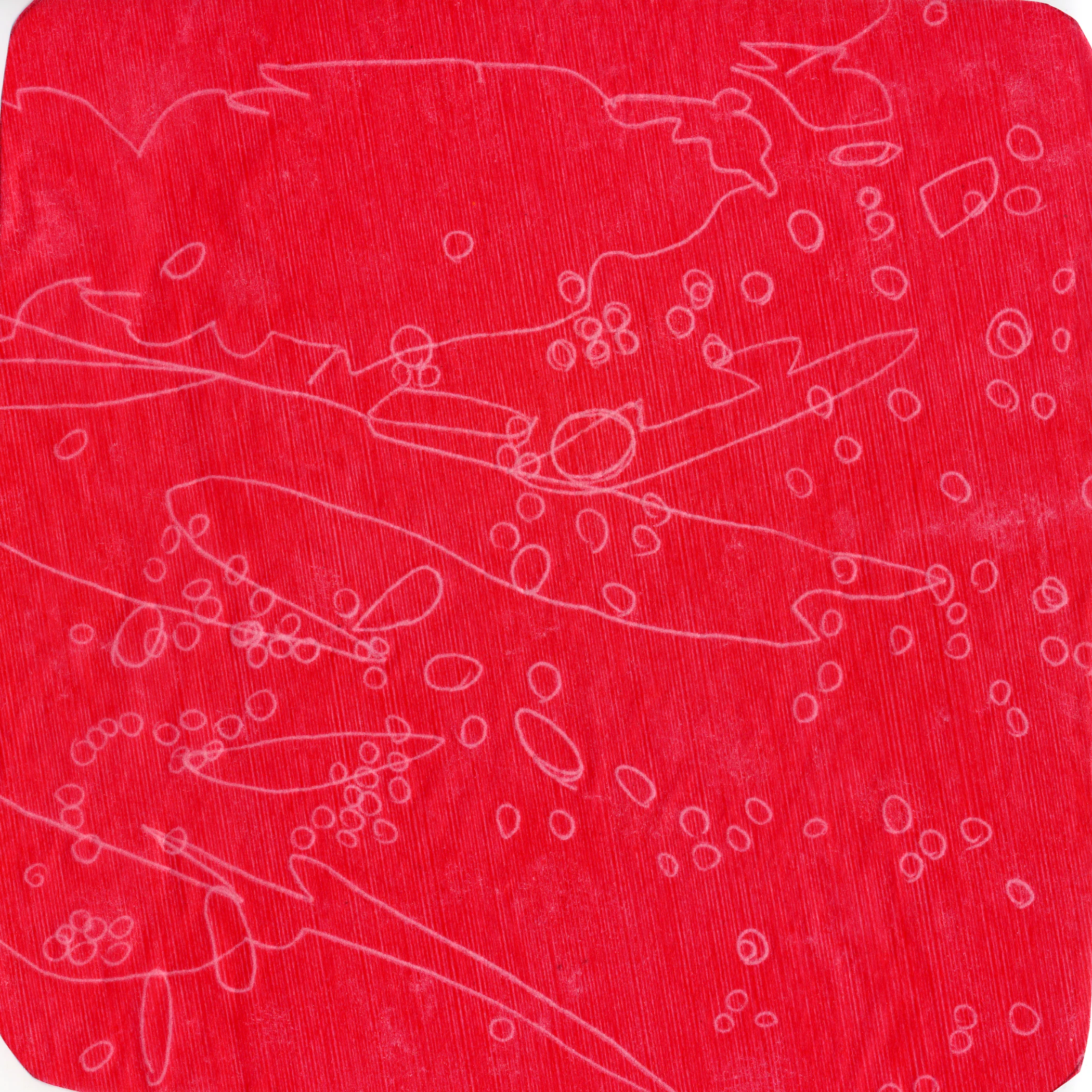 untitled. (crash in pink 07). 2004. transfer paper. 7 x 7 inches