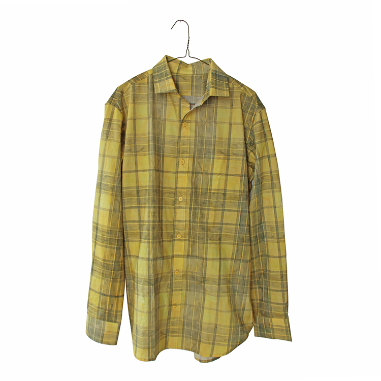  untitled. (flannel 03)  2016  dye sublimation printing on fabric, buttons, and thread  33 x 25 x 1/2 in  edition of 30 
