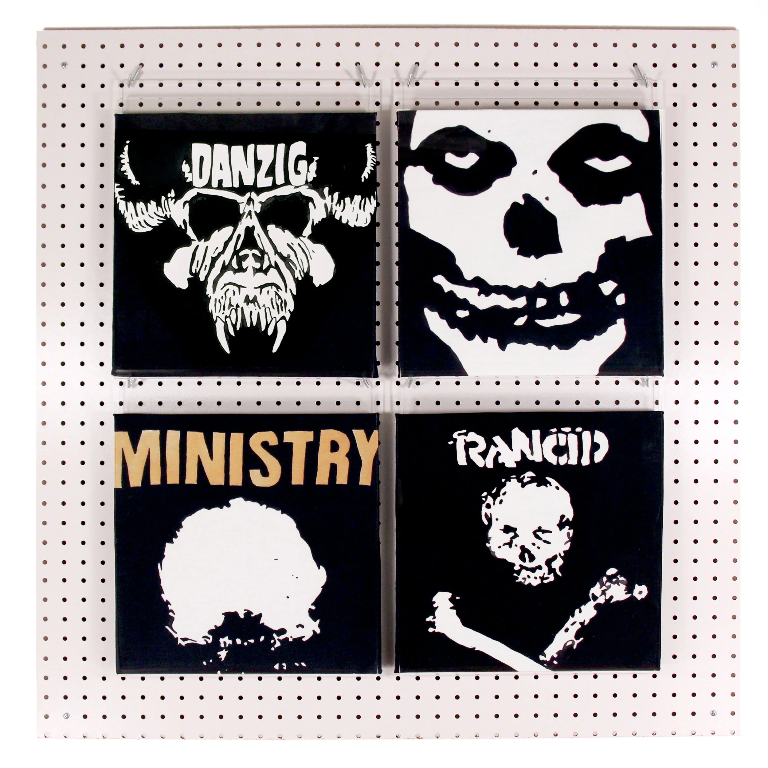 untitled. (display 02). 2016. dye sublimation printing on fabric, pegboard, plexiglas, and hooks. 36 x 36 x 2 in.