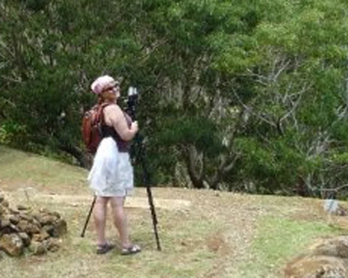 Anthropologist Mary Nolan shoots greenery in Hawaii.