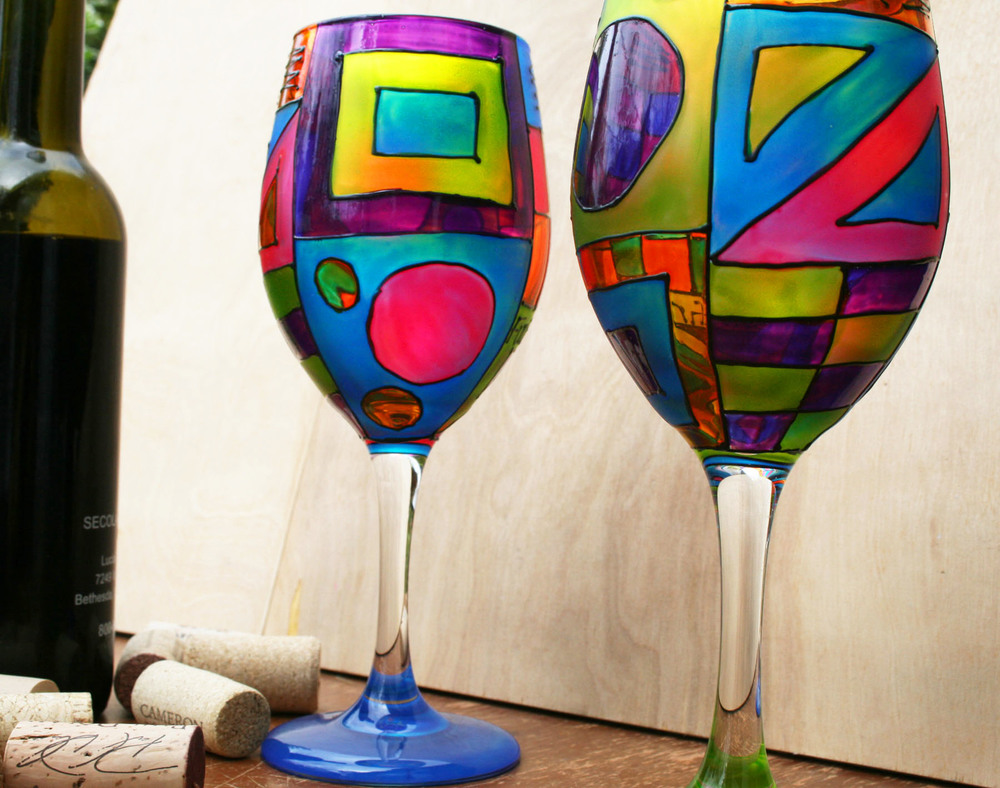 Color Me Happy Wine Glass — Funktini Art FunktiniLand Shop