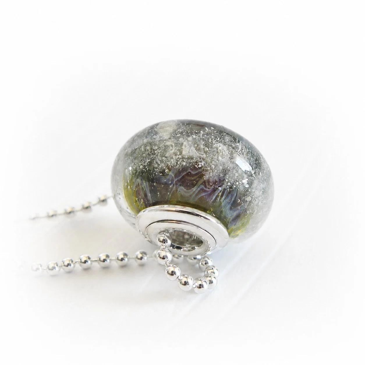 Divine ~ Glass cremation bead jewelry simple sterling silver necklace 11.2.jpg