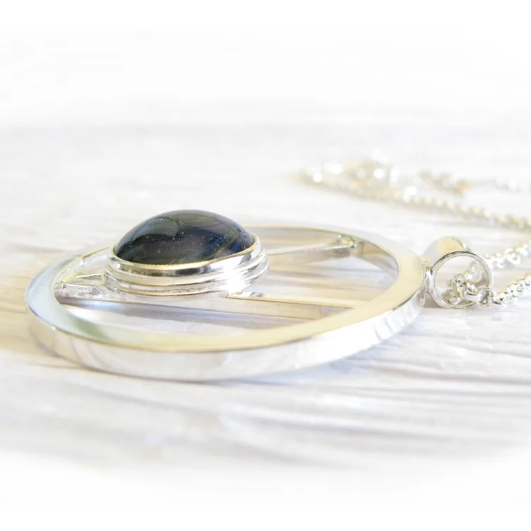 Halo ~ Glass cremation jewelry sterling silver artistic pendant necklace (4).jpg