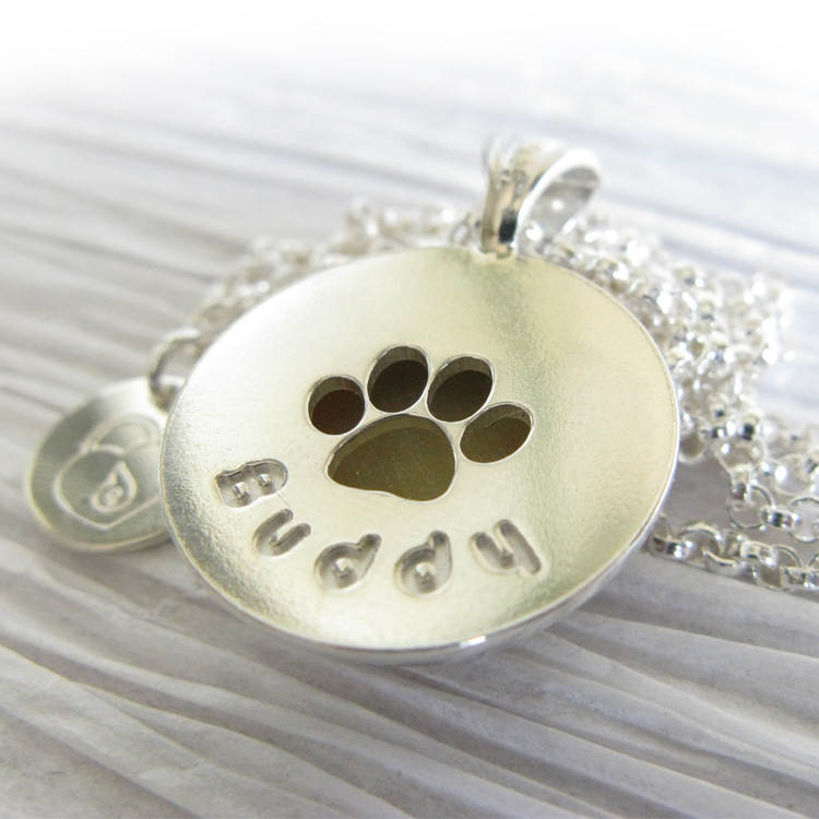 Rainbow Cylinder Necklace for Pet Ashes with Paw Prints