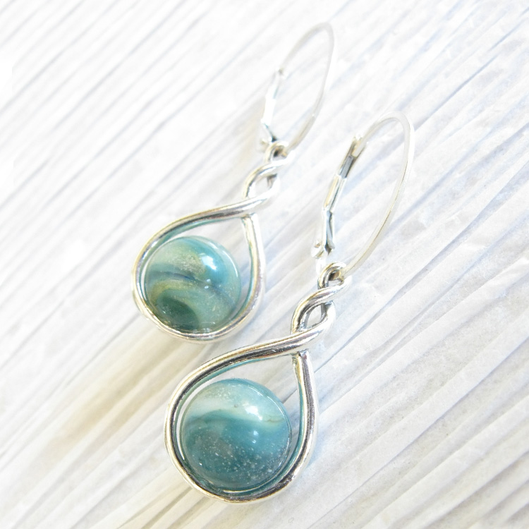 Eternity ~ Glass cremation sterling silver leverback earrings (7).jpg