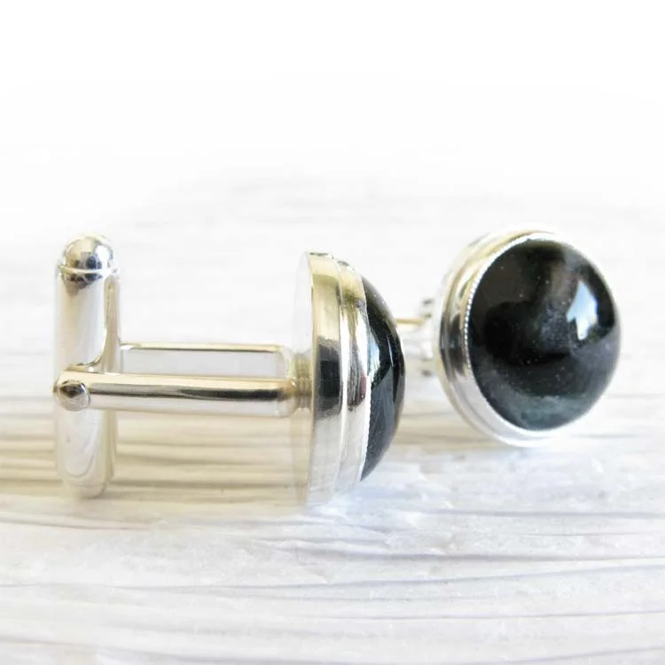 Presence ~ Glass cremation cuff links in sterling silver with toggle closure (3).jpg