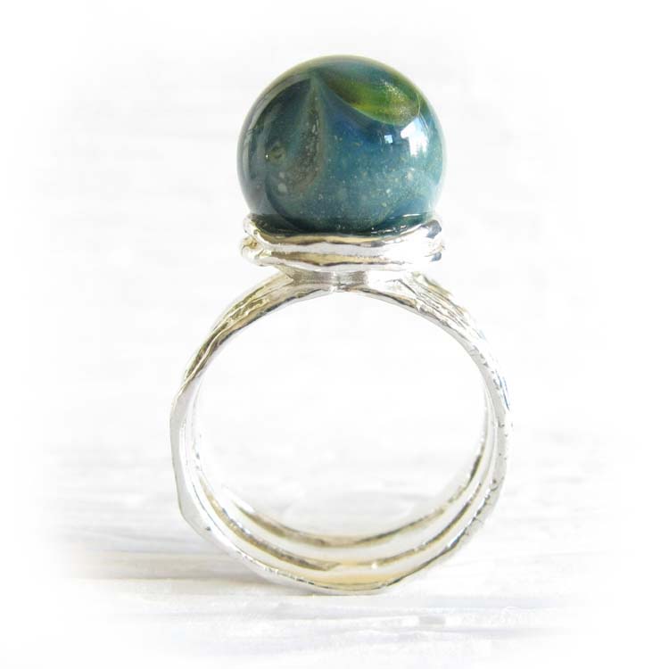 Reflection ~ Glass cremation ring sterling silver organic jewelry (6).jpg