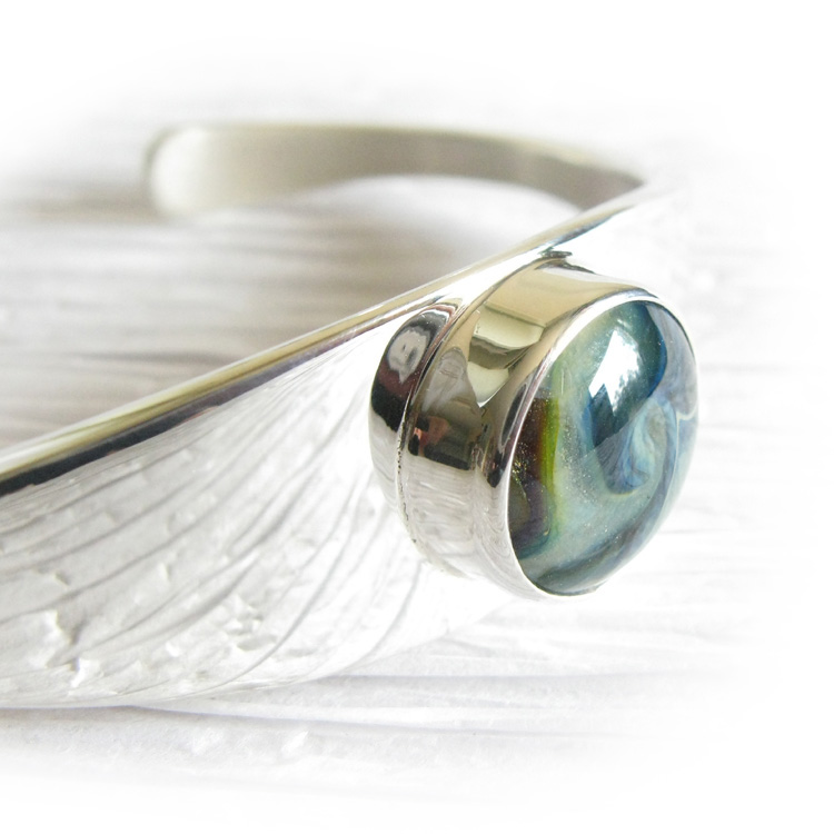 Everlasting ~ Glass cremation jewelry sterling silver cuff bracelet11.jpg
